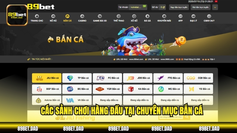 Các sảnh chơi hàng đầu tại chuyên mục Bắn cá