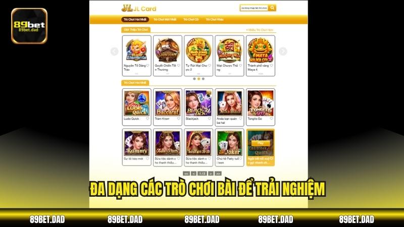 Đa dạng các trò chơi bài để trải nghiệm